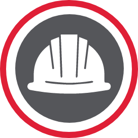 A white hardhat depicting safety core value.