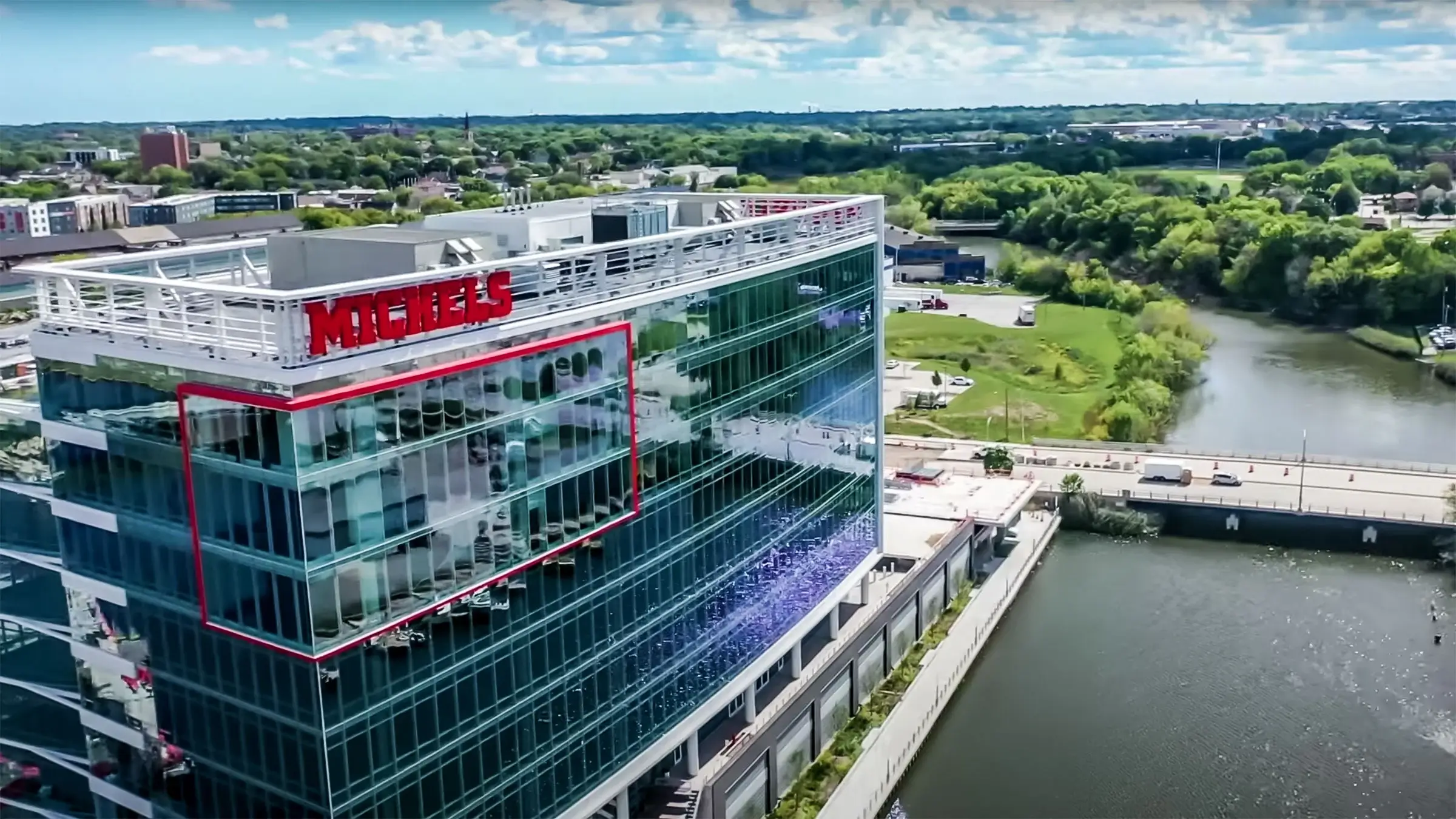 Aerial photo of R1VER offices in Milwaukee, Wisconsin.