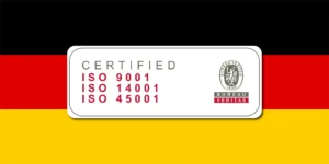 Deutsche Flagge mit ISO-Zertifizierungen